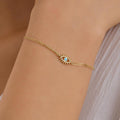 14K Real Gold Turquoise Evil Eye Bracelet, 10K Gold Minimalist Charm
