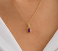 10K Dainty initial Ruby Pendant, 14K Solid Gold Ruby Necklace, Birthday Gift