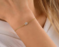 14K Solid Gold Dainty Baguette Bracelet, Minimalist 10K Love Bracelet, Anniversary Gift