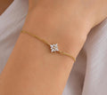 14K Solid Gold Flower Bracelet, Dainty Floral Design, 10K Minimalist Bracelet