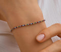 14K Solid Gold Rainbow Tennis Bracelet, Dainty Colored Stone Bracelet, Birthday Gift