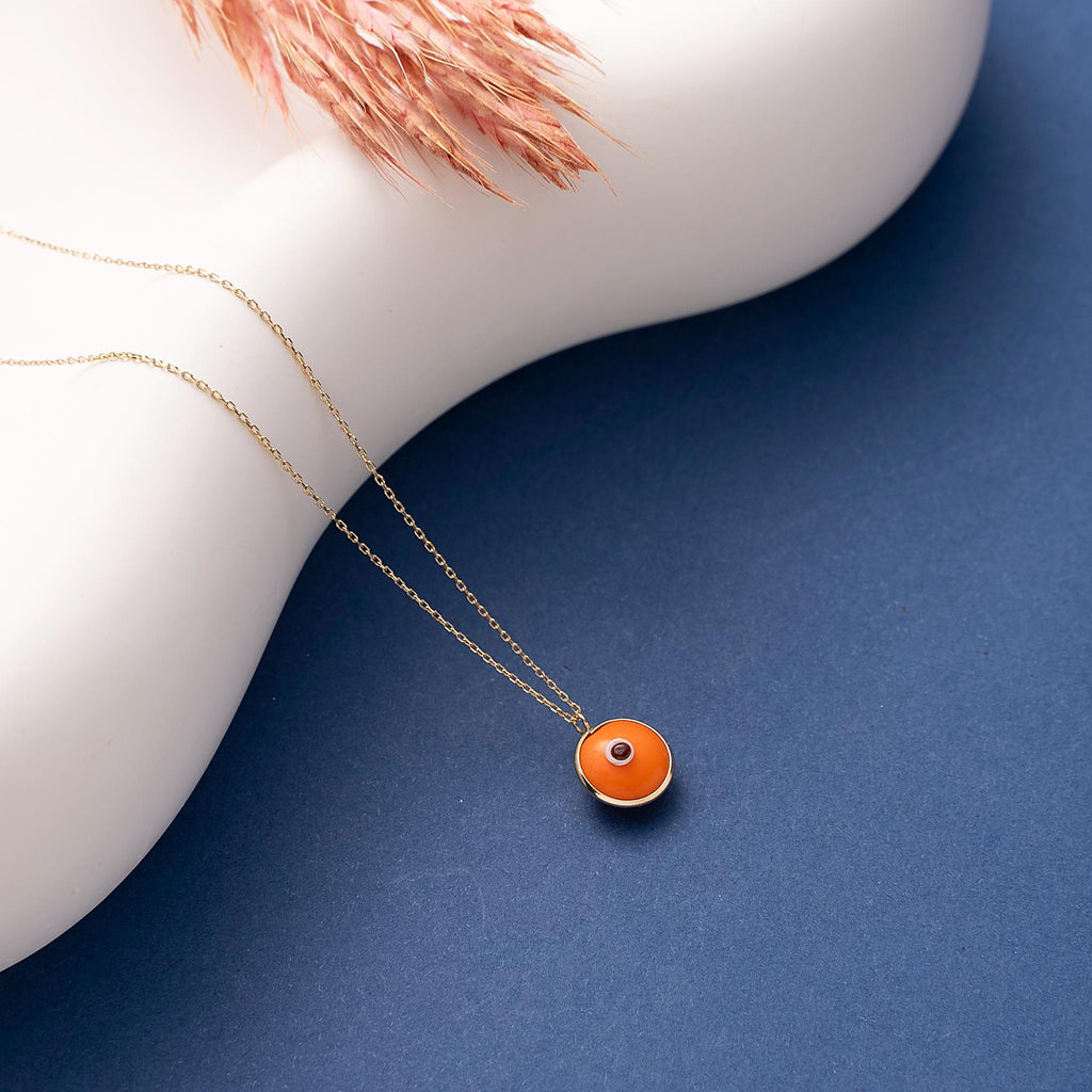 14K Gold Eye Necklace, Minimalist Evil Eye Pendant, 14K Real Gold Eye Necklace, Evil Eye Necklace, Dainty Custom Eye Pendant, Summer Jewelry