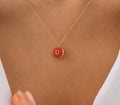 14K Gold Eye Necklace, Tiny Evil Eye Pendant, 14K Real Gold Eye Necklace, Evil Eye Necklace, Dainty initial Eye Pendant, Summer Jewelry