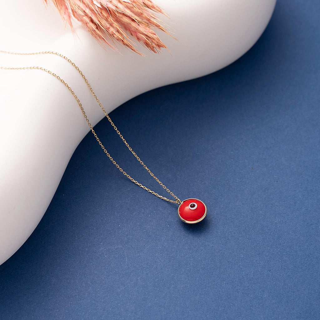 14K Gold Eye Necklace, Tiny Evil Eye Pendant, 14K Real Gold Eye Necklace, Evil Eye Necklace, Dainty initial Eye Pendant, Summer Jewelry