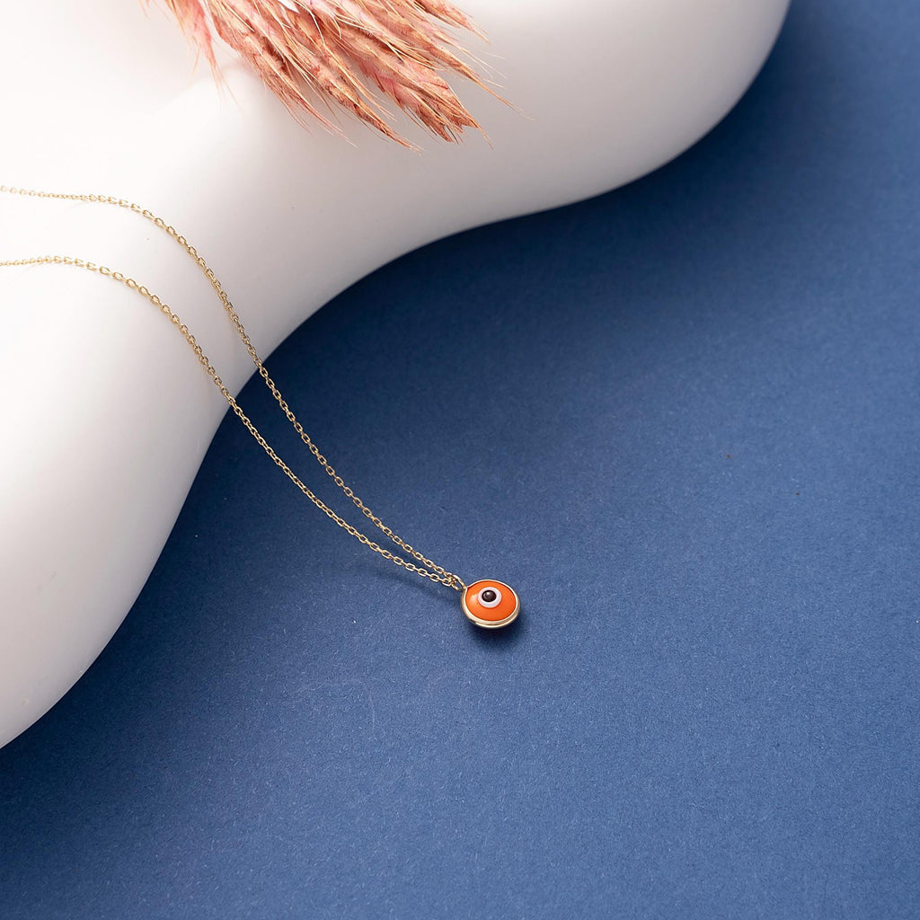 14K Gold Eye Necklace, Minimalist Evil Eye Pendant, 14K Real Gold Eye Necklace, Evil Eye Necklace, Dainty Custom Eye Pendant, Summer Jewelry