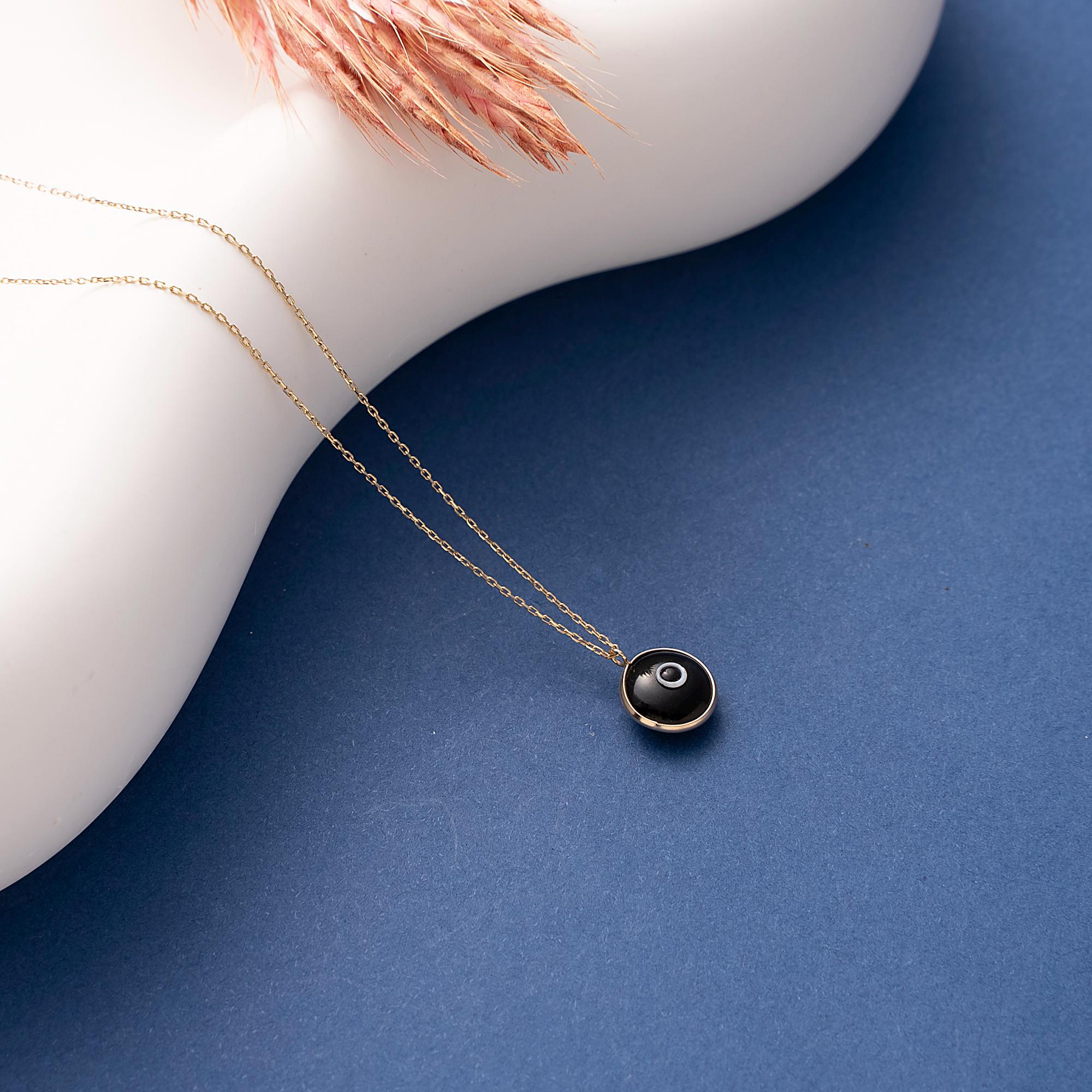 14K Gold Eye Necklace, Minimalist Evil Eye Pendant, 14K Real Gold Eye Necklace, Evil Eye Necklace, Dainty Custom Eye Pendant, Summer Jewelry