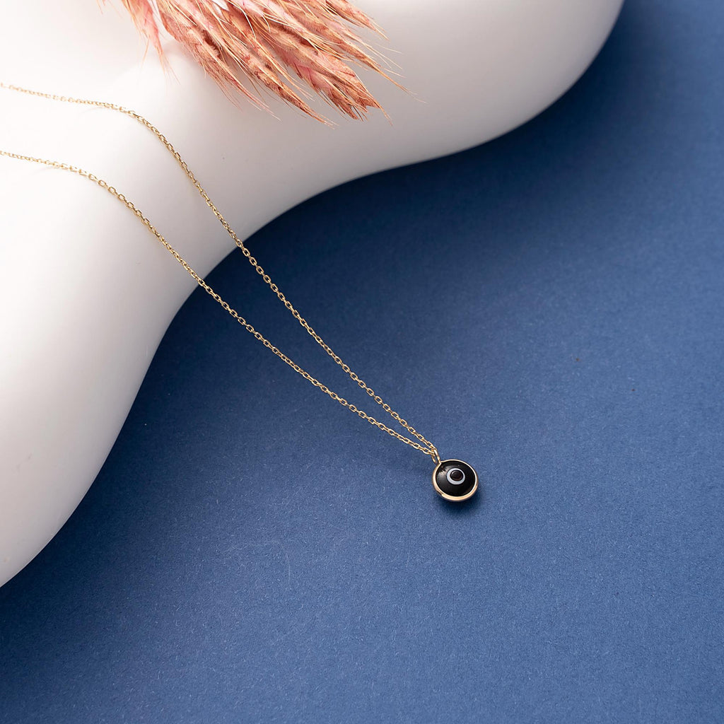 14K Gold Eye Necklace, Minimalist Evil Eye Pendant, 14K Real Gold Eye Necklace, Evil Eye Necklace, Dainty Custom Eye Pendant, Summer Jewelry