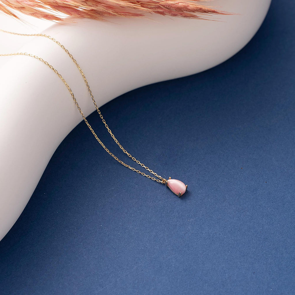 Dainty 10K 14K Solid Gold Morganite Necklace, Minimalist Pendant