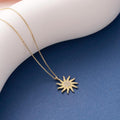 Dainty 14K Solid Gold Sun Pendant Necklace, 10K Gold Celestial Jewelry