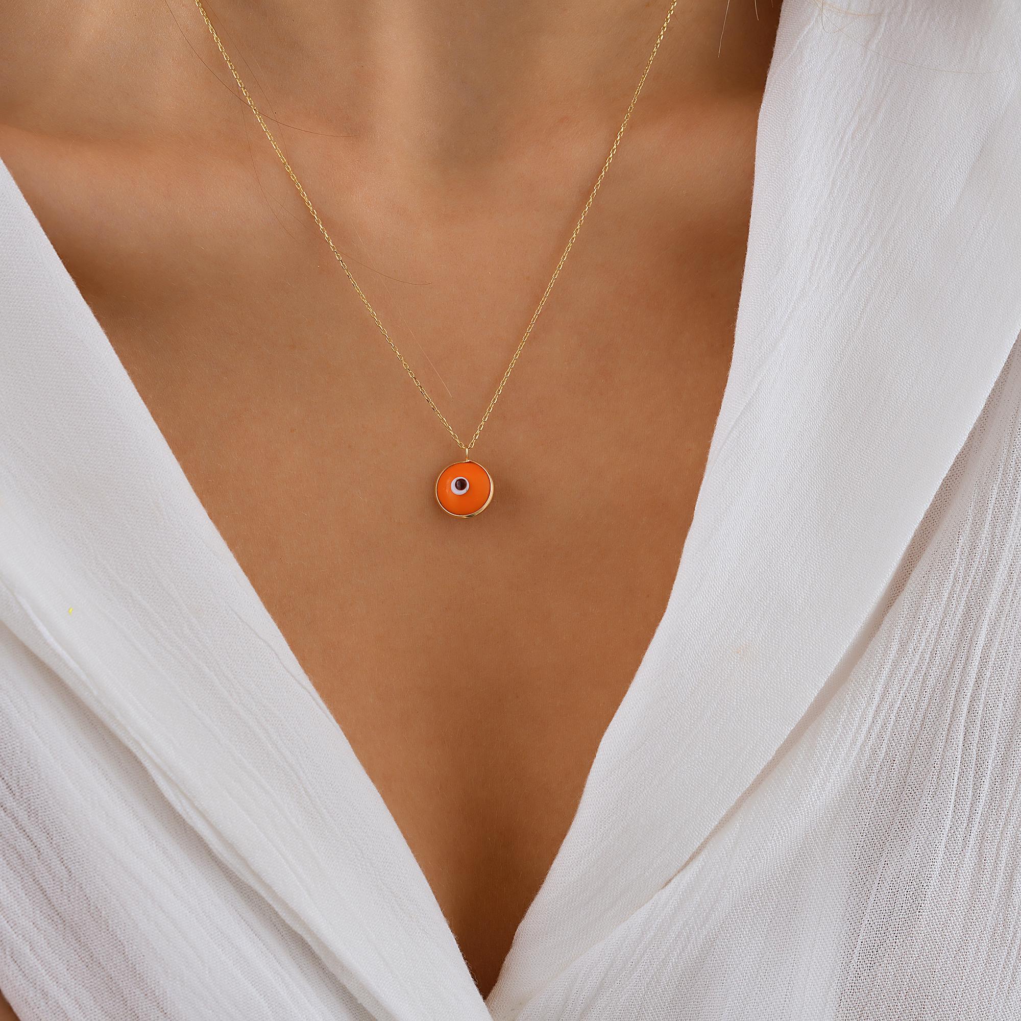 14K Gold Eye Necklace, Minimalist Evil Eye Pendant, 14K Real Gold Eye Necklace, Evil Eye Necklace, Dainty Custom Eye Pendant, Summer Jewelry