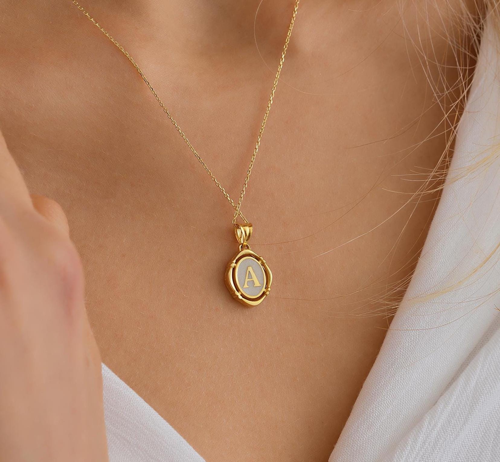 10K Gold Letter Necklace, Personalized Pendant, 14K Solid Gold Letter Necklace, Dainty initial Letter Necklace, Birthday Gift