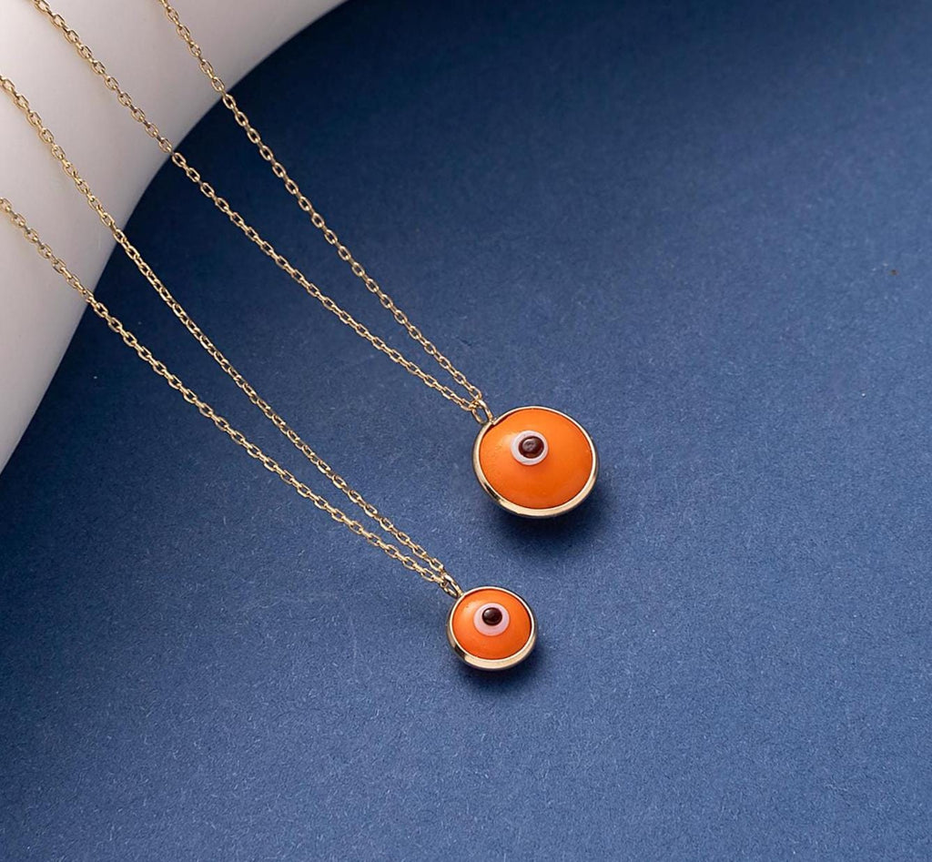 14K Gold Eye Necklace, Minimalist Evil Eye Pendant, 14K Real Gold Eye Necklace, Evil Eye Necklace, Dainty Custom Eye Pendant, Summer Jewelry