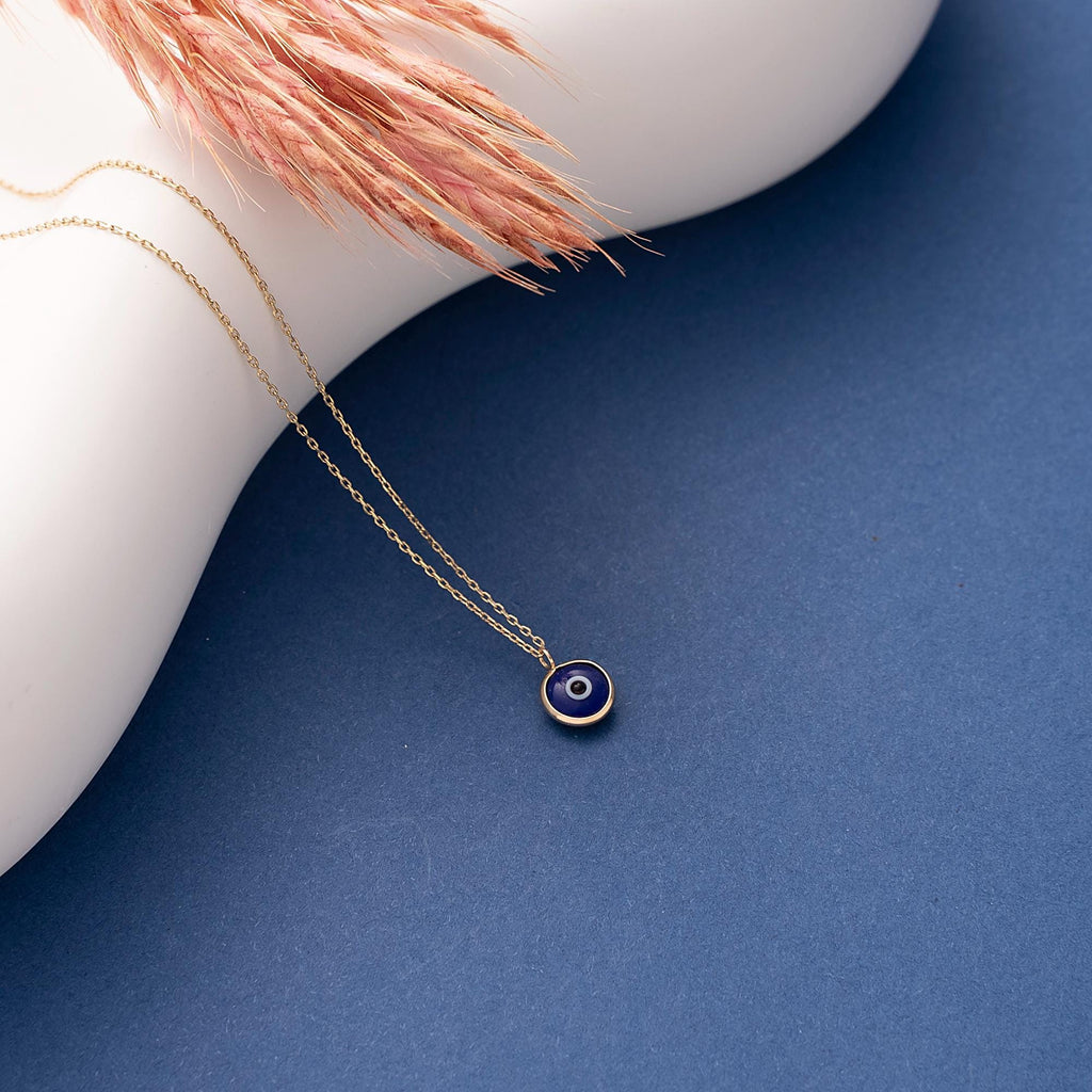 14K Gold Eye Necklace, Minimalist Evil Eye Pendant, 14K Real Gold Eye Necklace, Evil Eye Necklace, Dainty Custom Eye Pendant, Summer Jewelry