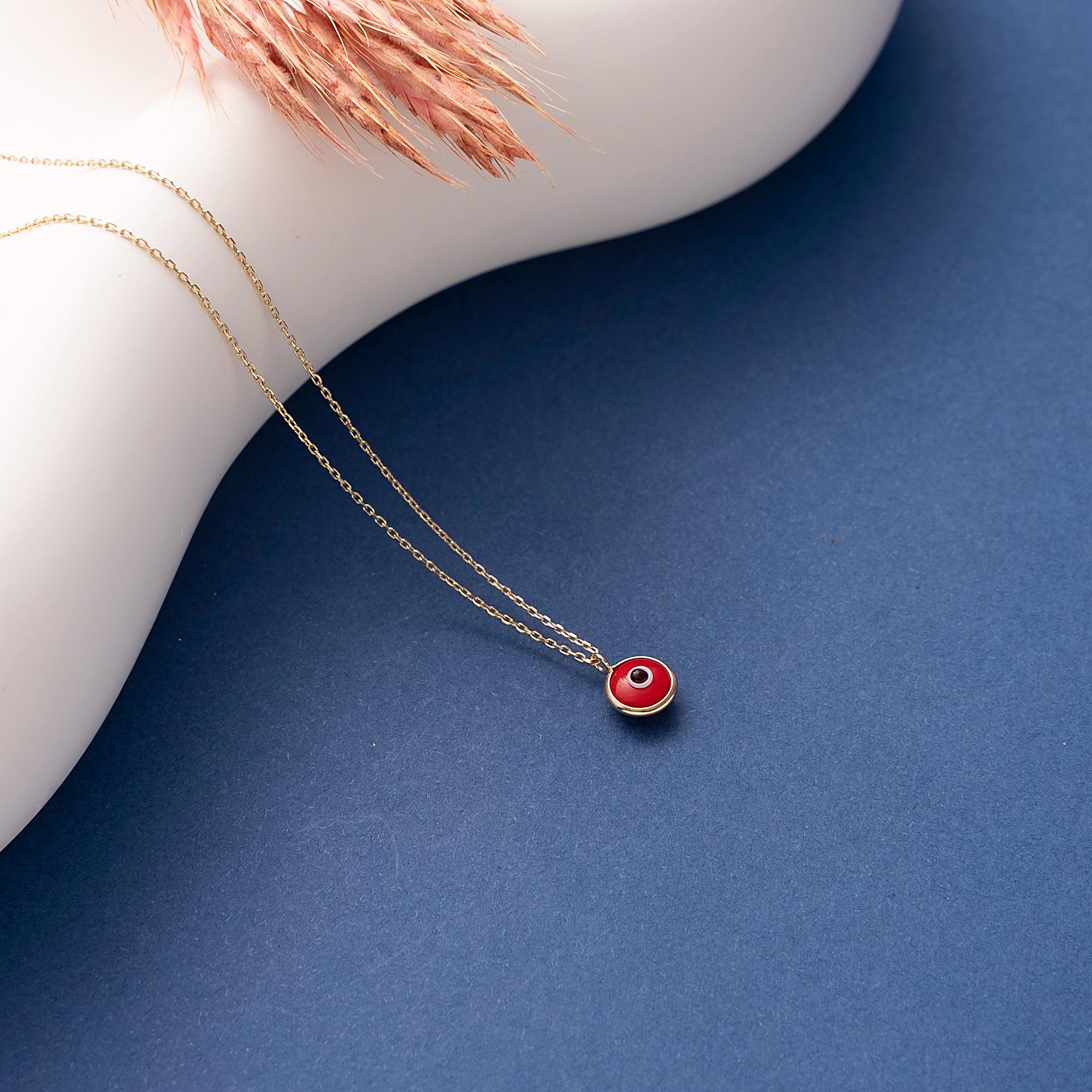 14K Gold Eye Necklace, Tiny Evil Eye Pendant, 14K Real Gold Eye Necklace, Evil Eye Necklace, Dainty initial Eye Pendant, Summer Jewelry