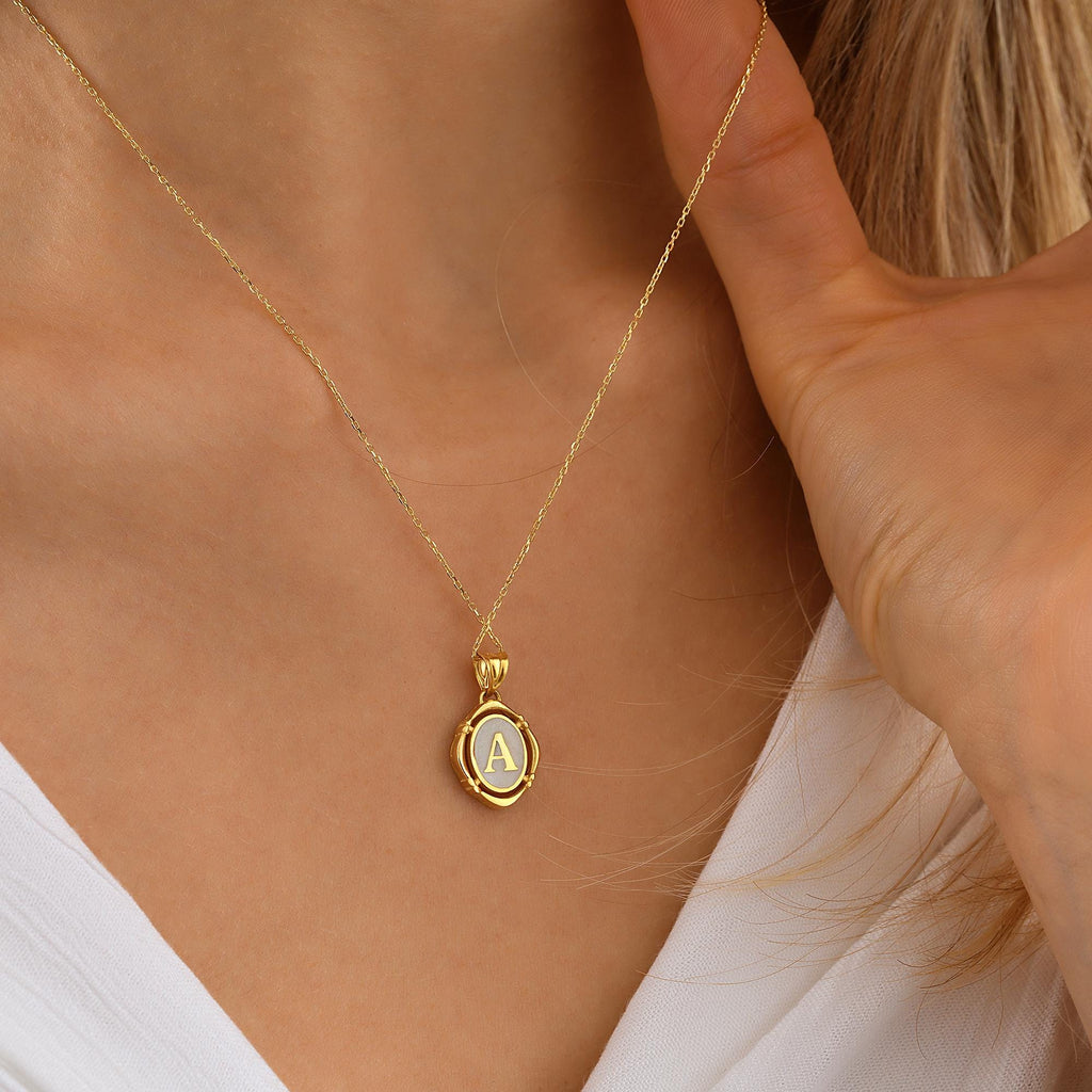 10K Gold Letter Necklace, Personalized Pendant, 14K Solid Gold Letter Necklace, Dainty initial Letter Necklace, Birthday Gift