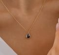 14K Gold Onyx Necklace, Dainty Oval Pendant, Minimalist Jewelry