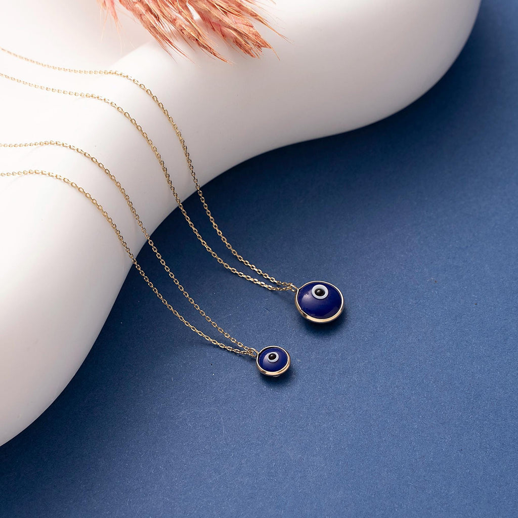 14K Gold Eye Necklace, Minimalist Evil Eye Pendant, 14K Real Gold Eye Necklace, Evil Eye Necklace, Dainty Custom Eye Pendant, Summer Jewelry