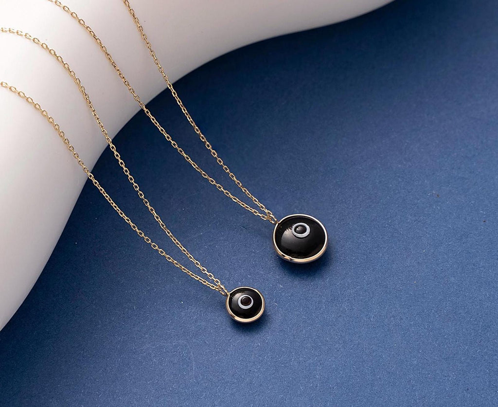 14K Gold Eye Necklace, Minimalist Evil Eye Pendant, 14K Real Gold Eye Necklace, Evil Eye Necklace, Dainty Custom Eye Pendant, Summer Jewelry
