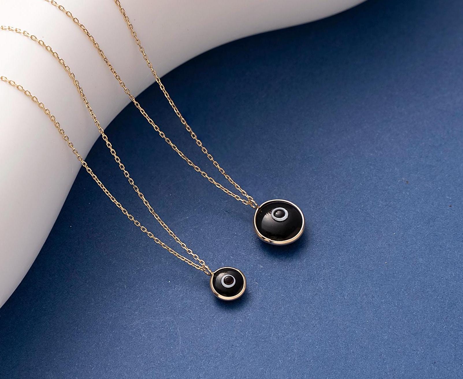 14K Gold Eye Necklace, Minimalist Evil Eye Pendant, 14K Real Gold Eye Necklace, Evil Eye Necklace, Dainty Custom Eye Pendant, Summer Jewelry